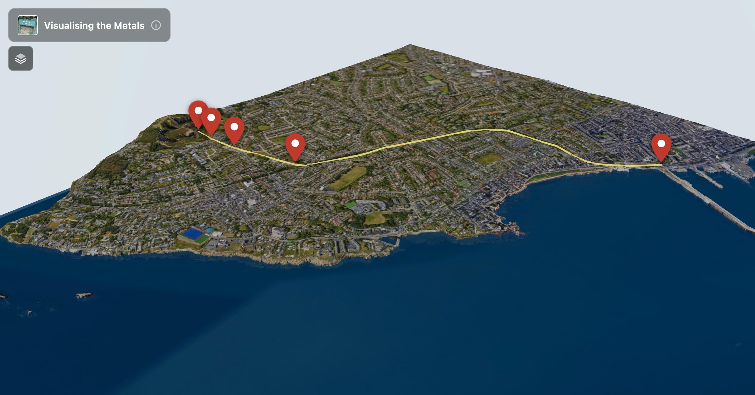 Satellite image view of the Metals route